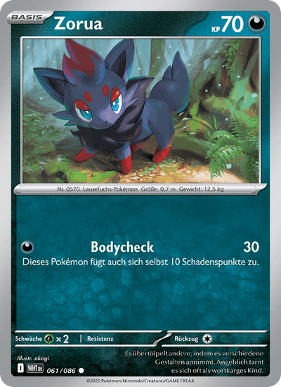 Zorua 061/086 Weiße Flammen Pokémon Karte