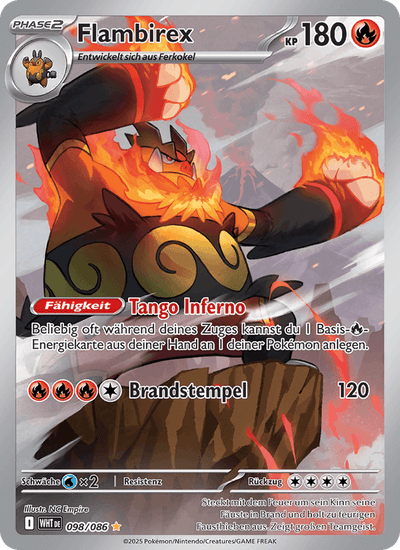 Flambirex 098/086 Weiße Flammen Pokémon Karte