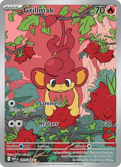 Grillmak 099/086 Weiße Flammen Pokémon Karte