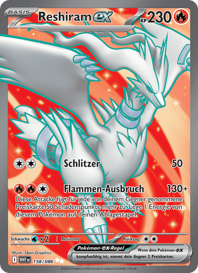 Reshiram-ex 158/086 Weiße Flammen Pokémon Karte