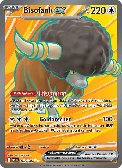 Bisofank-ex 162/086 Weiße Flammen Pokémon Karte