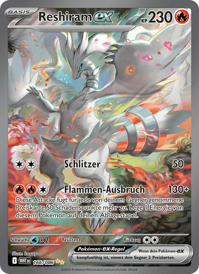 Reshiram-ex 166/086 Weiße Flammen Pokémon Karte